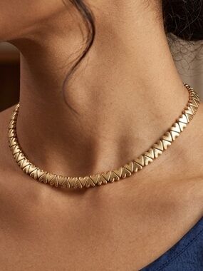 Rebecca Minkoff Y2K Gold Plated Heart Stretch Choker Necklace 12 in w/ Extender